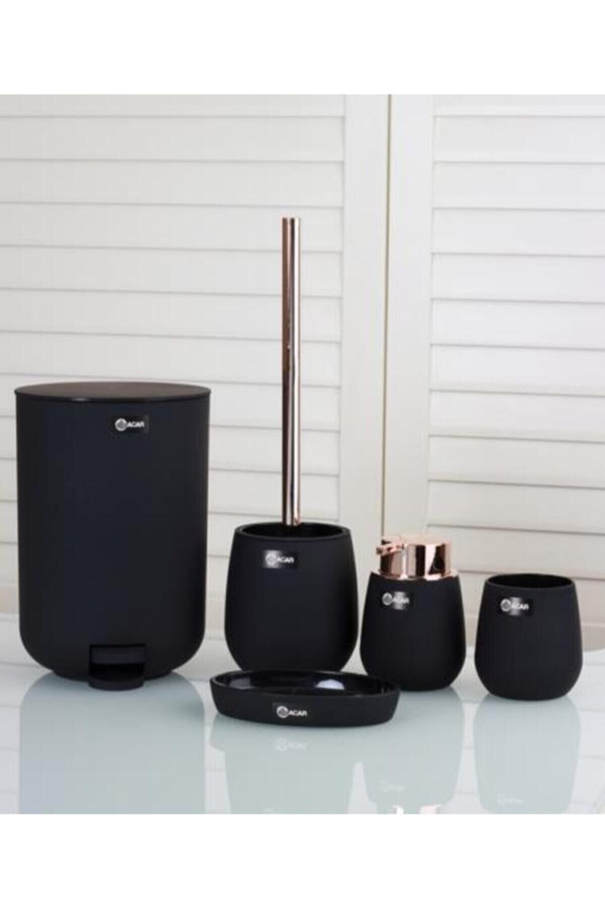 Acr Lumea 5'li Oval Akrilik Banyo Seti Siyah