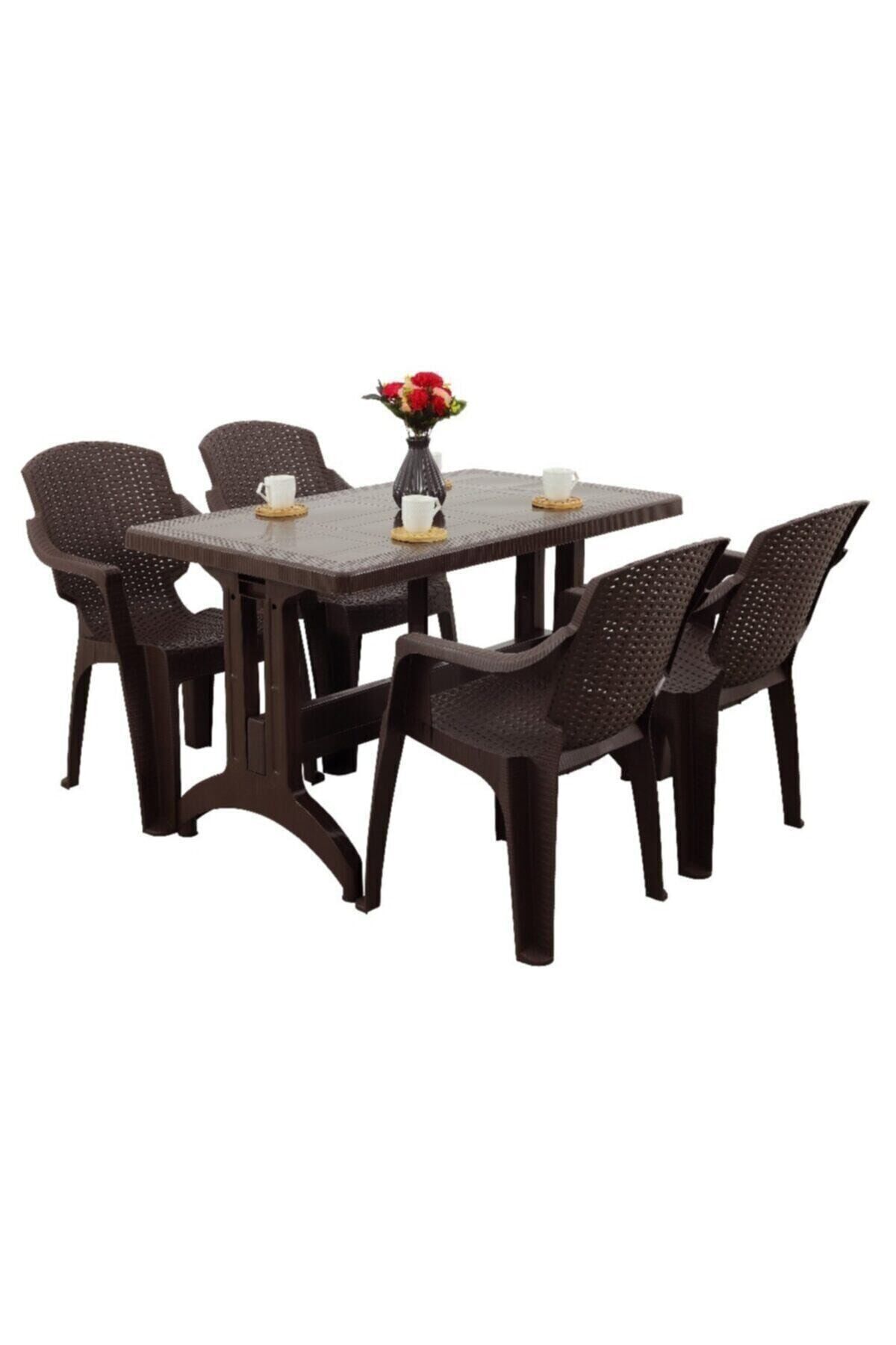 Zeugma 70x120 Golf Koltuk 4 Kişilik Masa Takımı Kahverengi