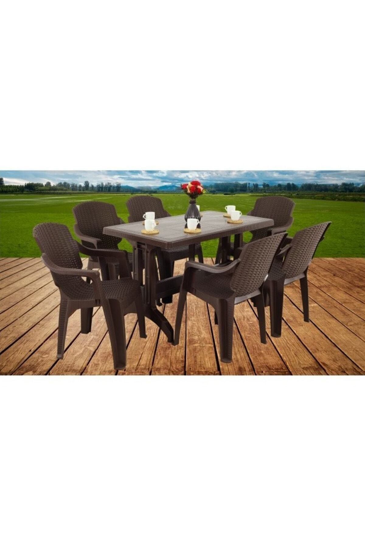 Zeugma 70x120 Golf Koltuk 6 Kişilik Masa Takımı Kahverengi