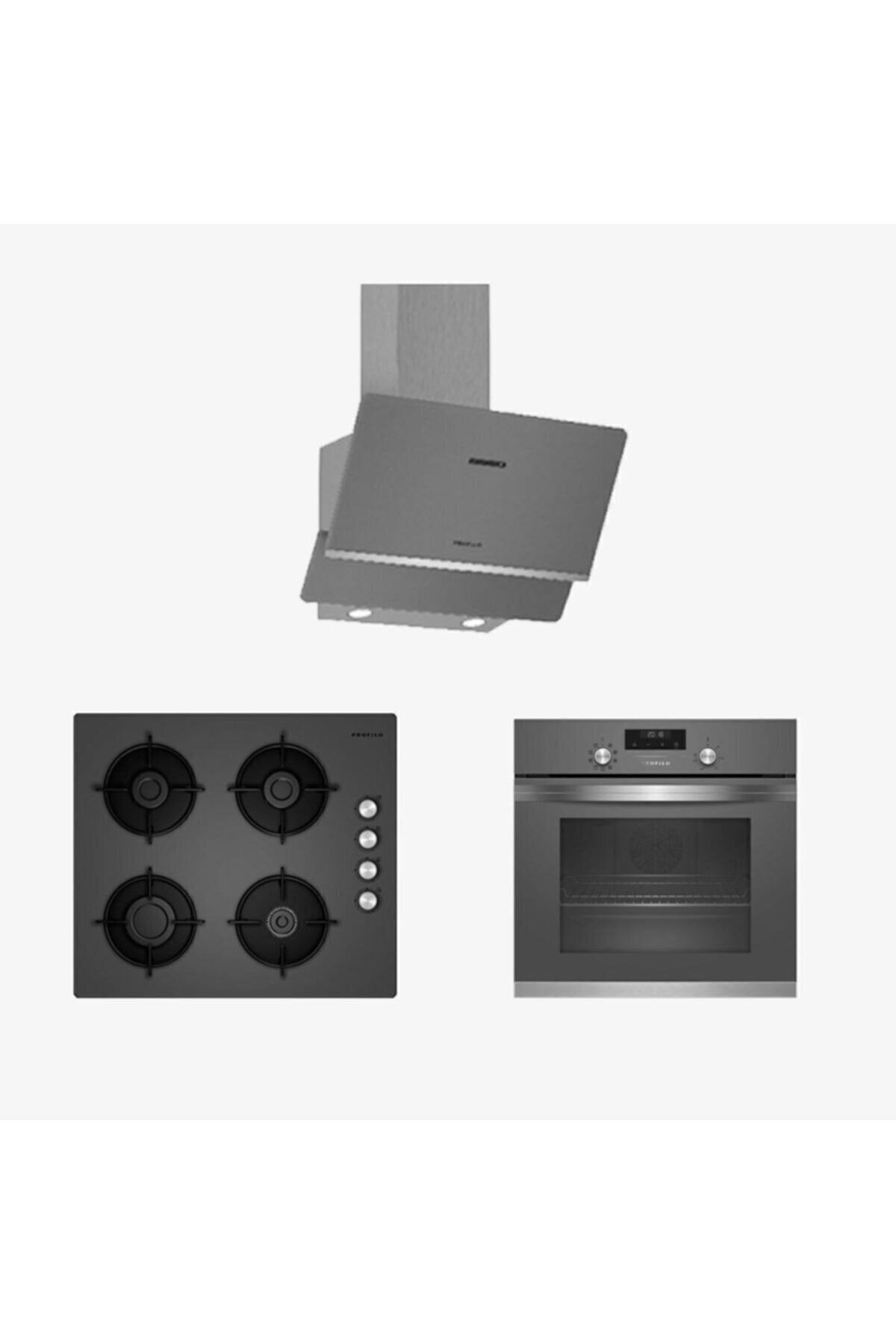 Elit Gri Cam Ankastre Set Gri̇