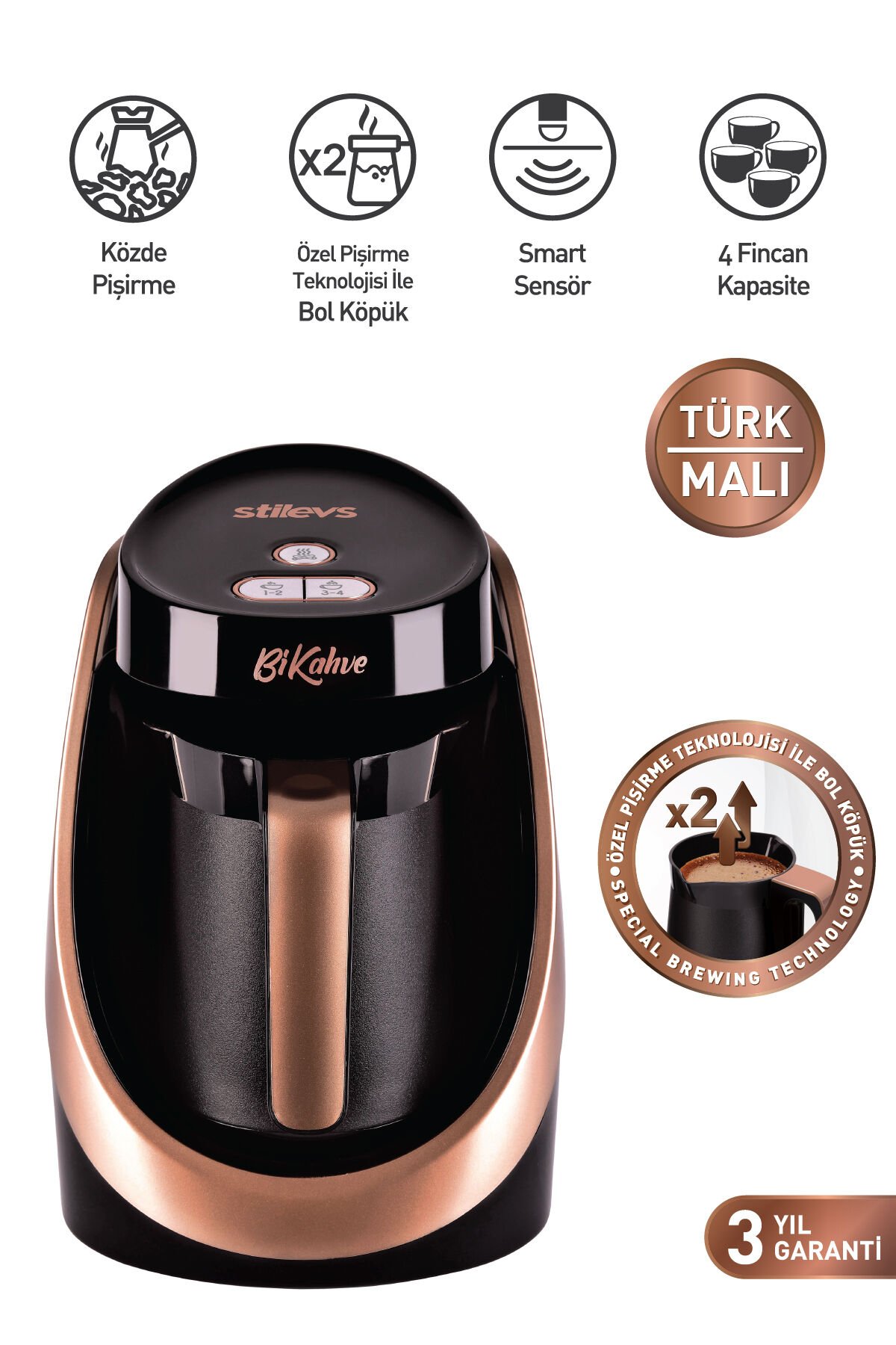 Bikahve Otomatik Türk Kahvesi Makinesi - Bakır