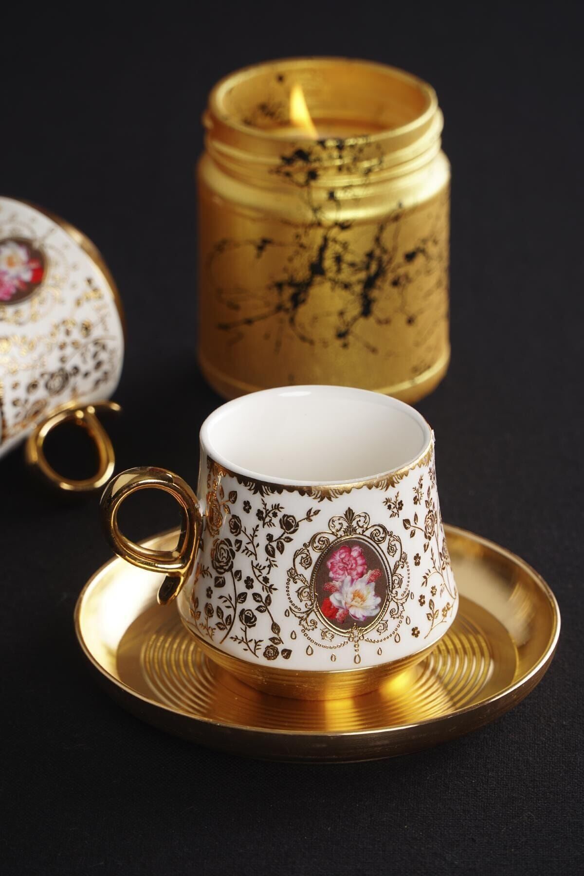 Vitella 6'lı Porselen Çiçekli Kahve Fincan Takımı 10671