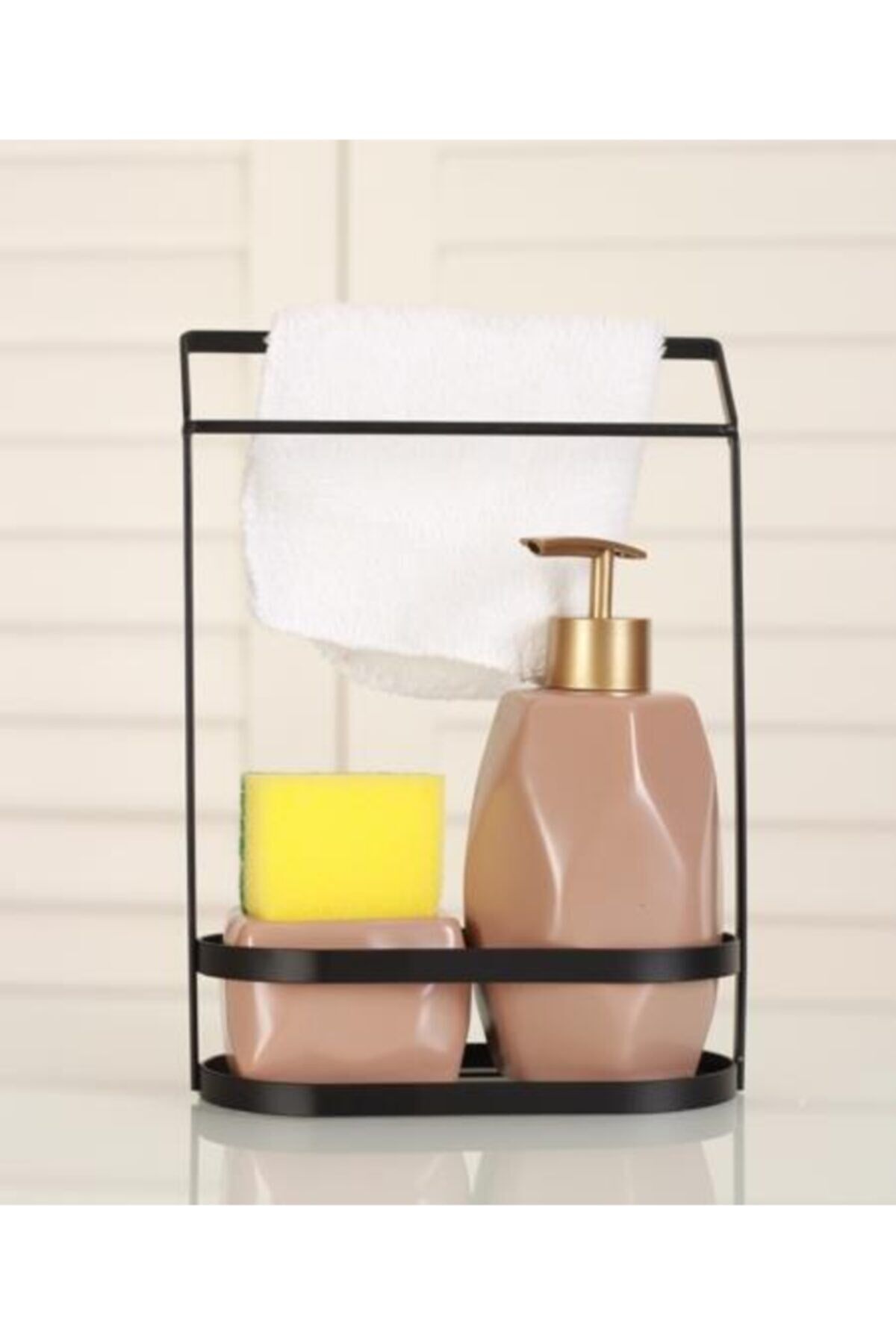 Belly Seramik Metal Stand 4 Prç Bej Sıvı Sabunluk 10910