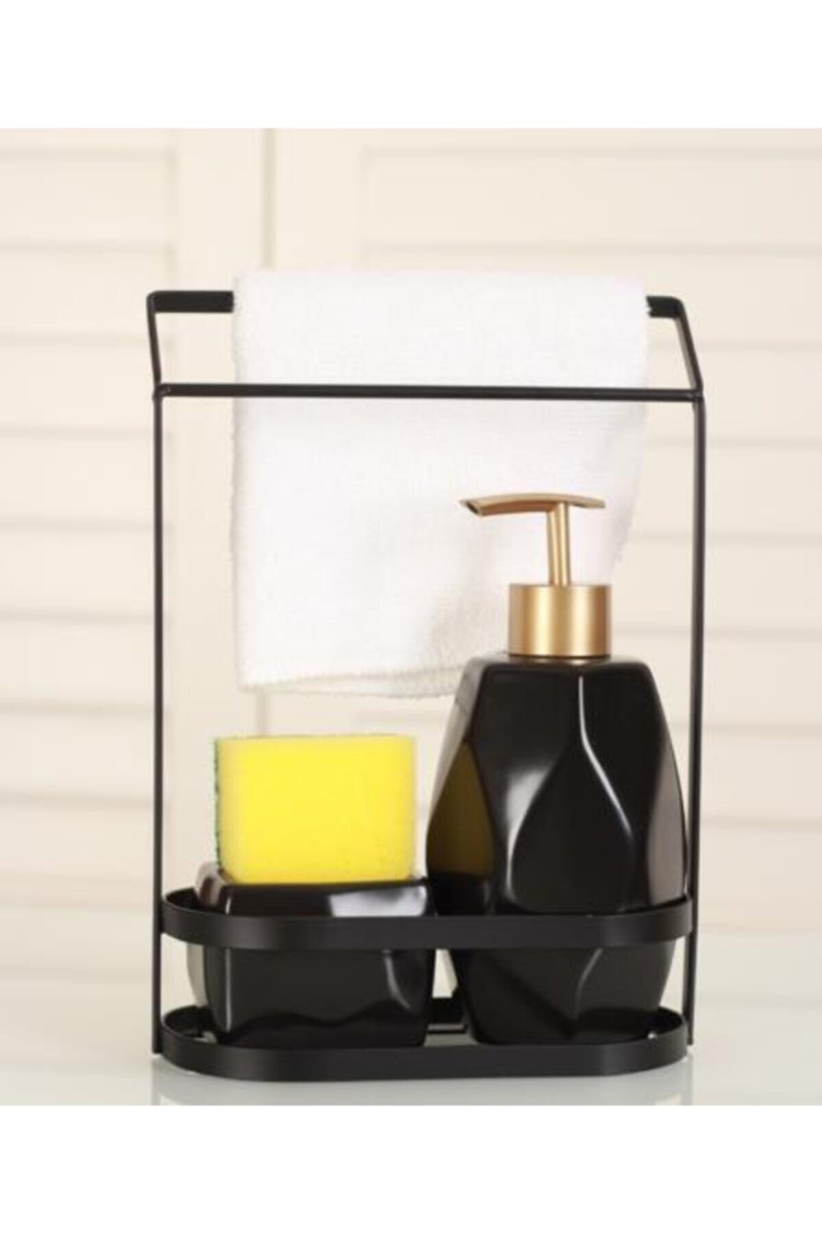 Belly Seramik Metal Stand 4 Prç Siyah Sıvı Sabunluk 10910