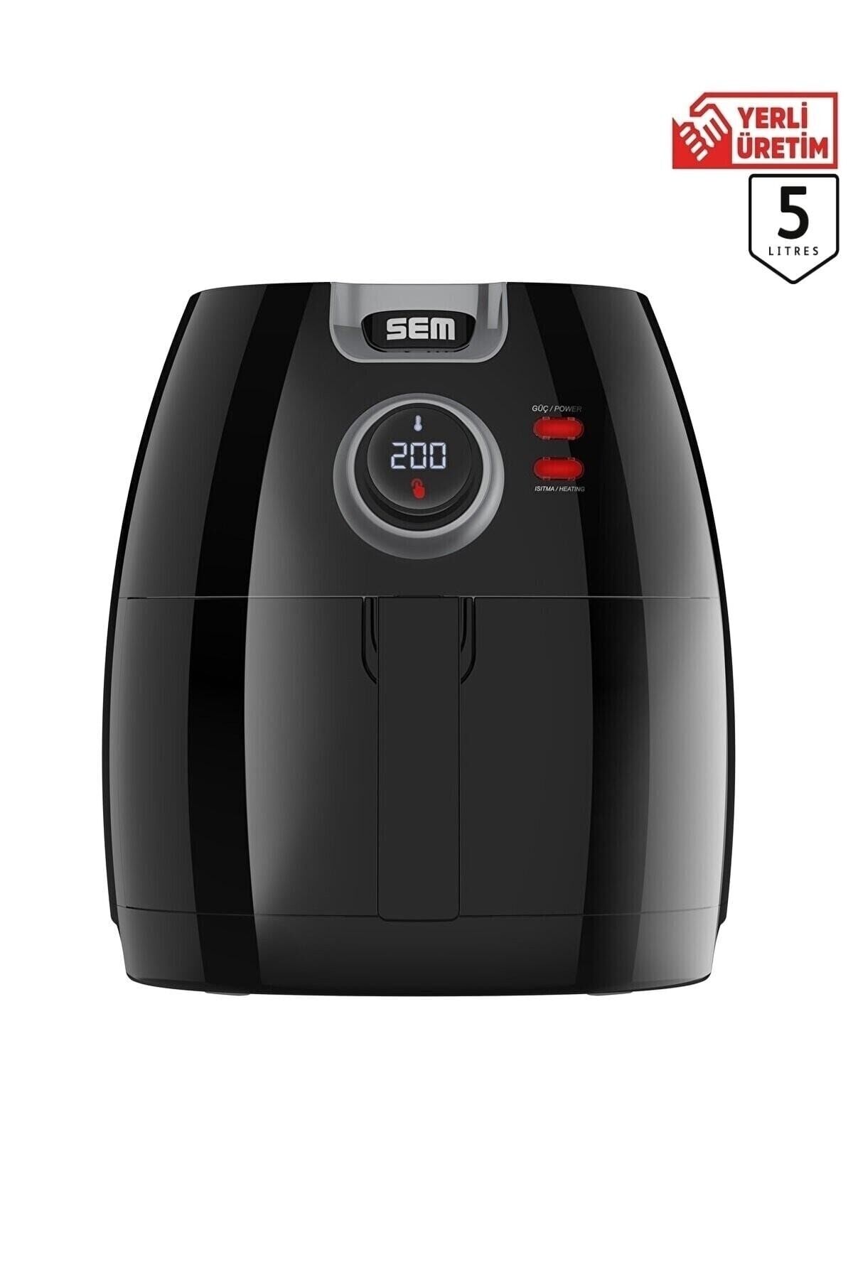 Akıllı Aircook 5lt Yağsız Kızartma Sıcak Hava Fritöz Airfryer 8 Program 1650 watt Siyah