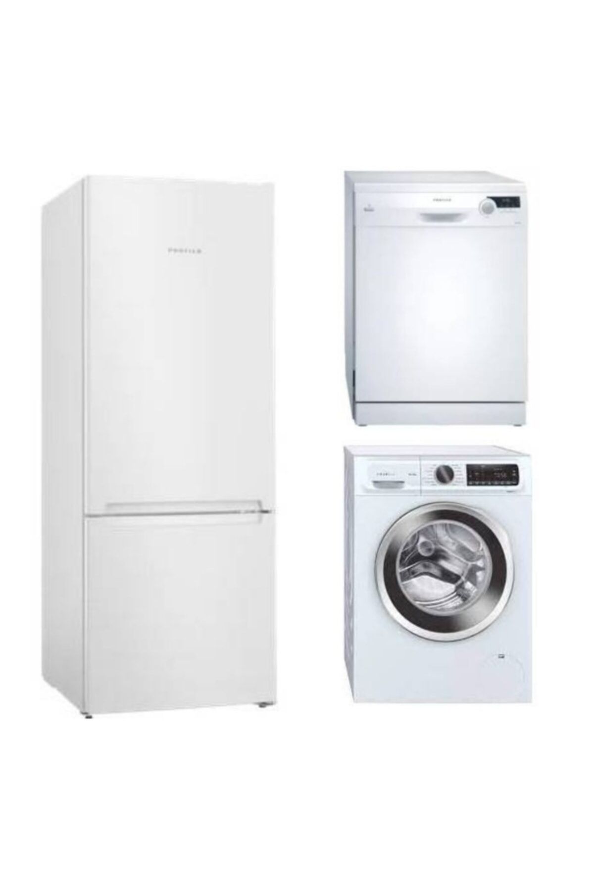 3 Lü Beyaz Eşya Paketi (bd3055wfvn Buzdolabı, Cga252x0tr Çamaşır, Bm4321eg Bulaşık) Beyaz