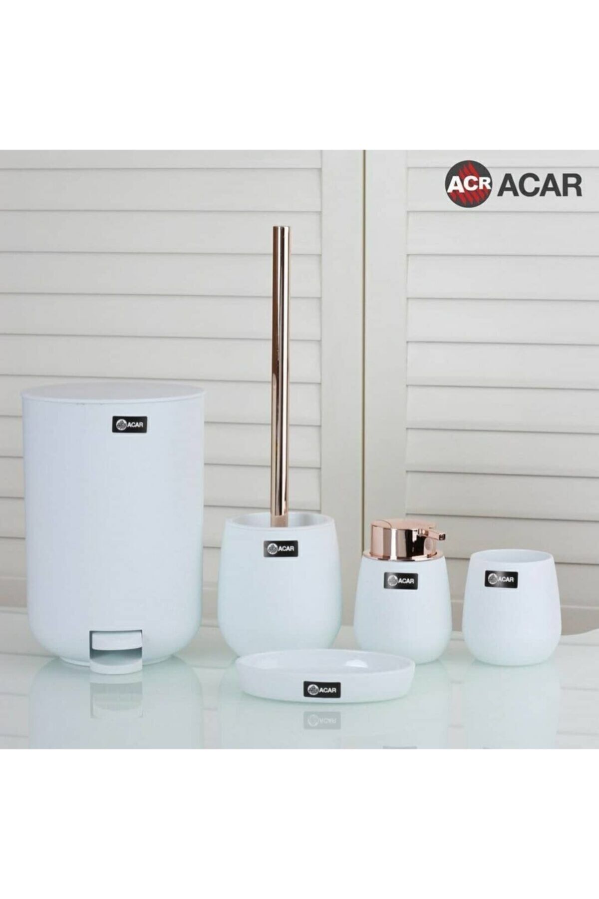 Beyaz Lumea Plus 5'li Akrilik Oval Banyo Set