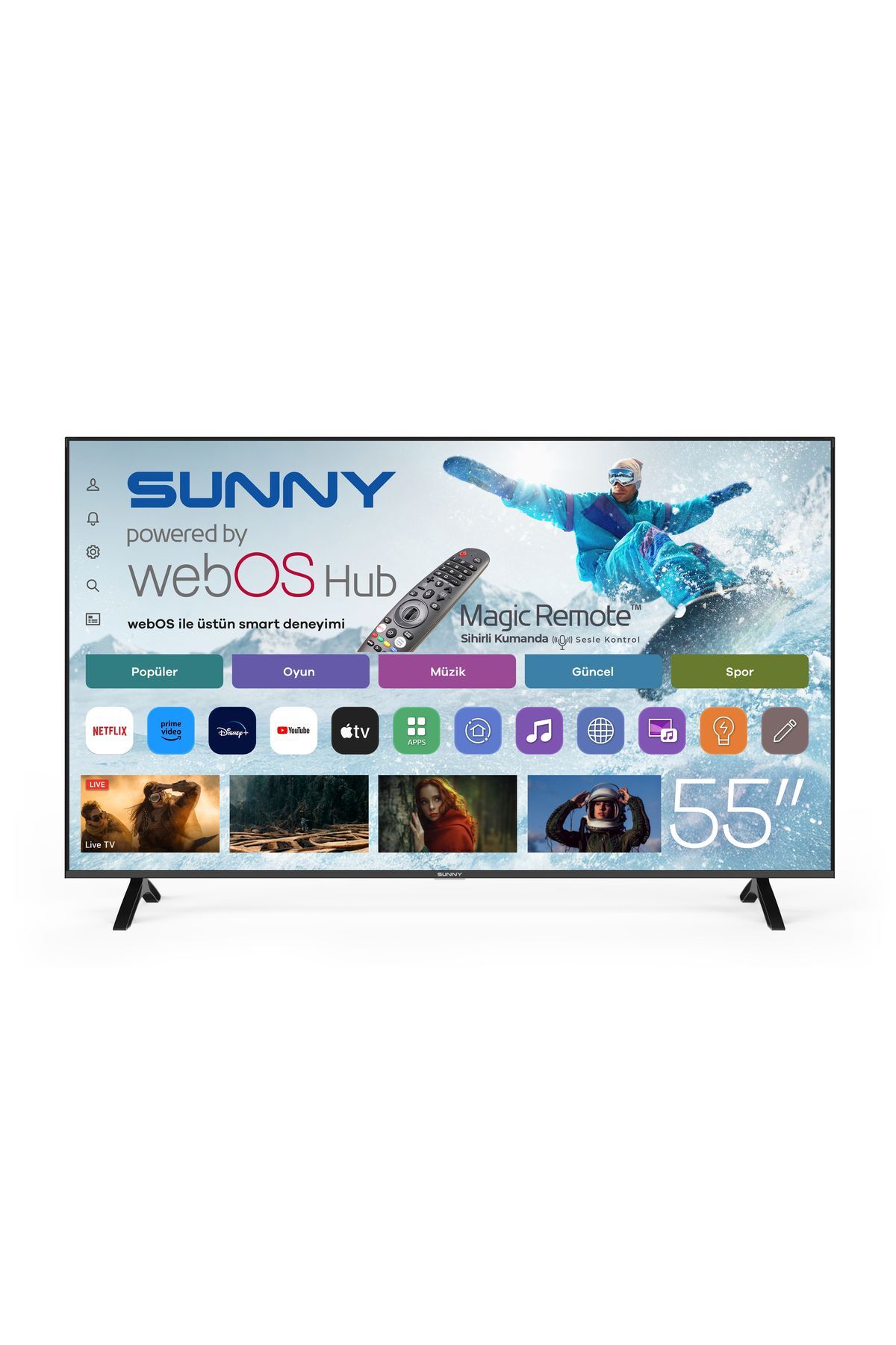 55'' 136 Ekran UHD WEBOS 2.0 D-DUAL LED TV (SN55FMN252) Siyah