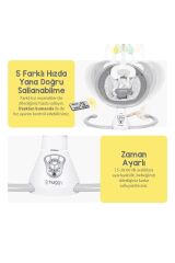 Nest Otomatik Sallanabilir Kumandalı Müzikli Anakucağı(0-9 kg) Gri