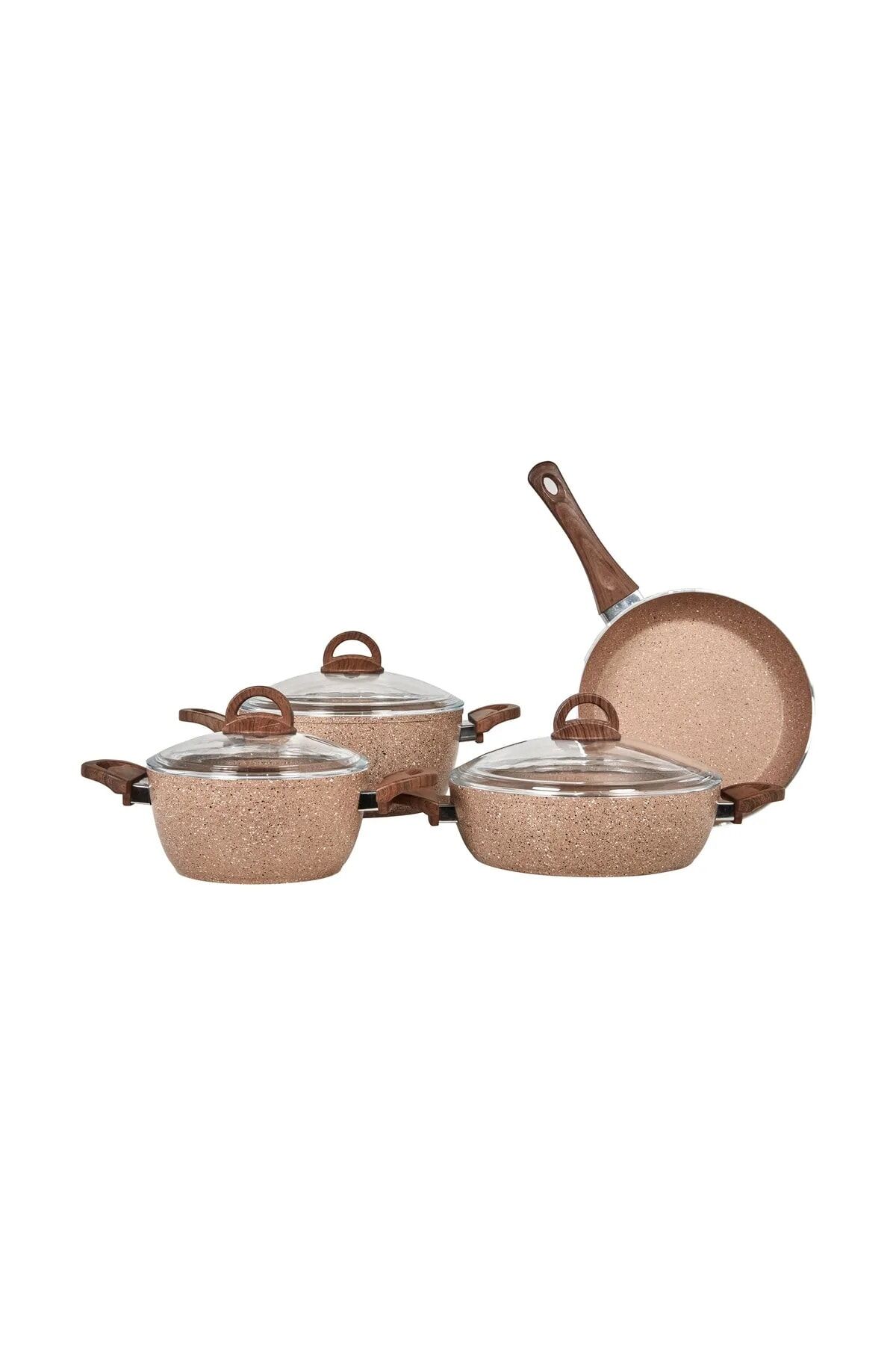 Kahve Granit Tencere Seti 7 Pcs Kahverengi̇