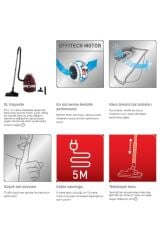 Uw3113 Power Xl Geniş Hazneli Toz Torbalı Bordo Elektrikli Süpürge