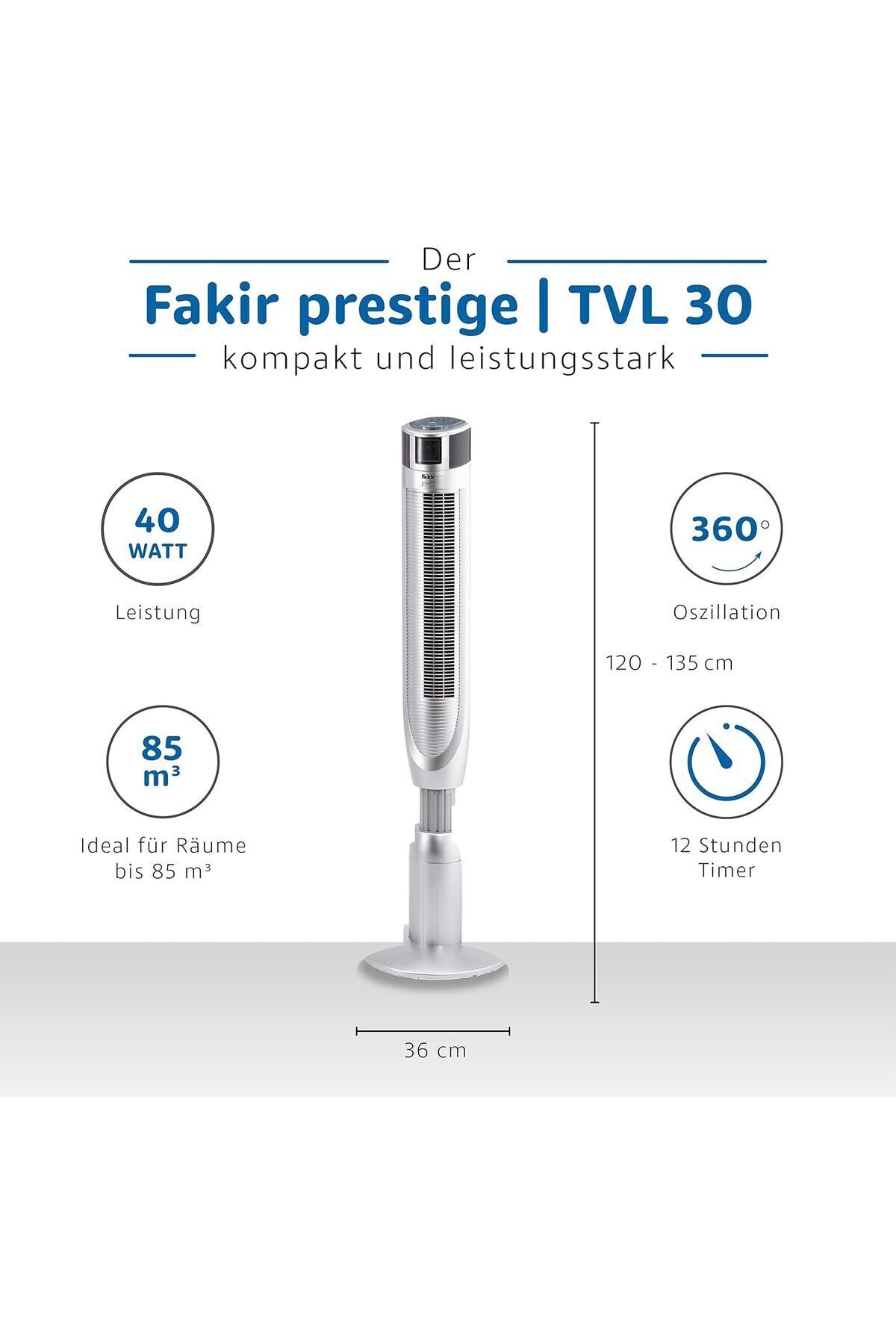 TVL 30 Prestige Kule Tipi Vantilatör Gri̇