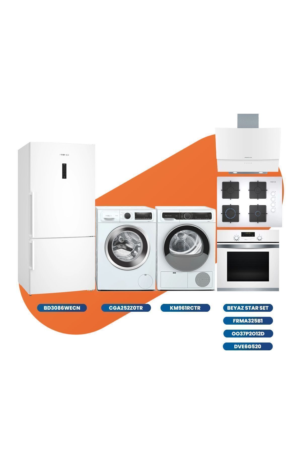 Çeyiz Paketi 1 (Buzdolabı, Çamaşır Mak, Kurutma Mak, Ankastre Set)