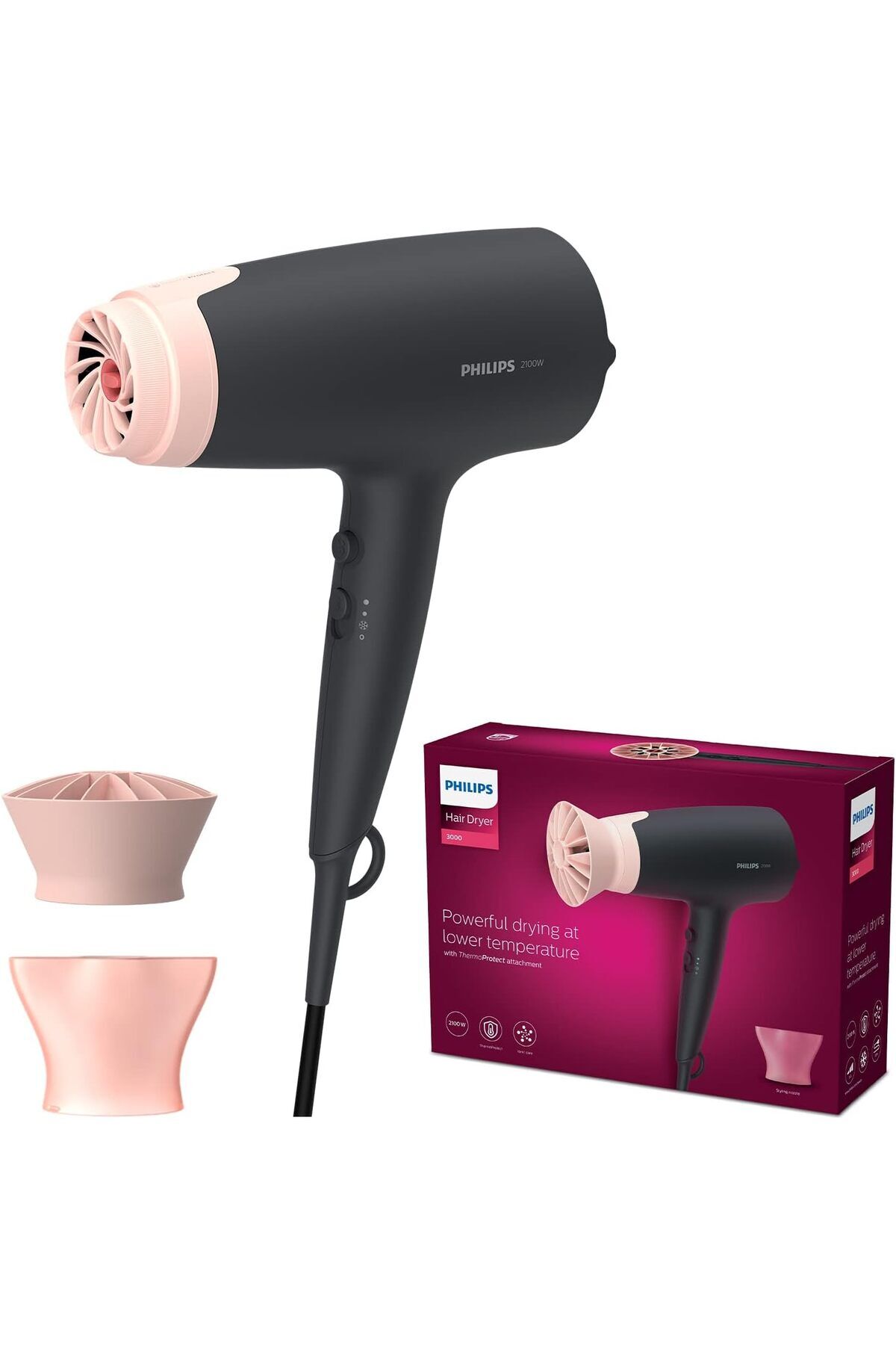 BHD350/06 Saç Kurutma Makinesi Pembe/Siyah