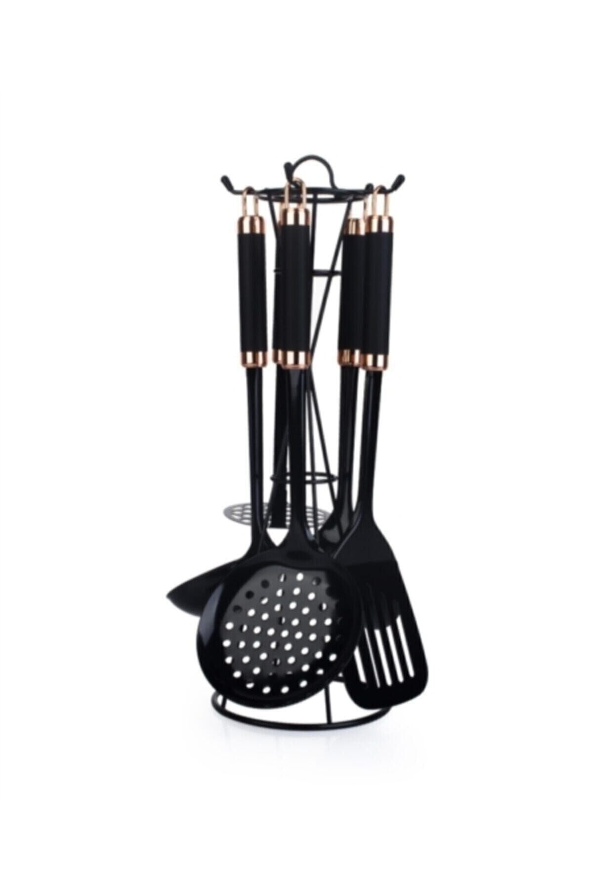 Perlino 5'li Metal Standlı Mutfak Set Siyah Byk-009899 Siyah