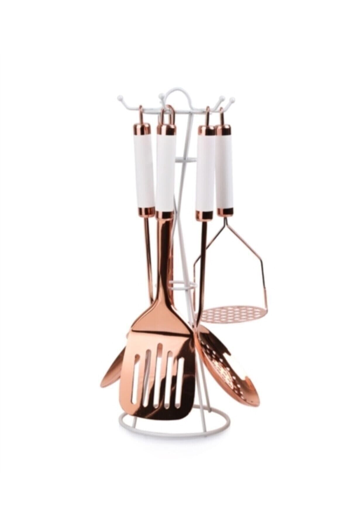 Plus- Titanyum Malzeme Stantlı Paslanmaz Çelik 5 Parça Servis Seti-beyaz