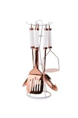 Plus- Titanyum Malzeme Stantlı Paslanmaz Çelik 5 Parça Servis Seti-beyaz