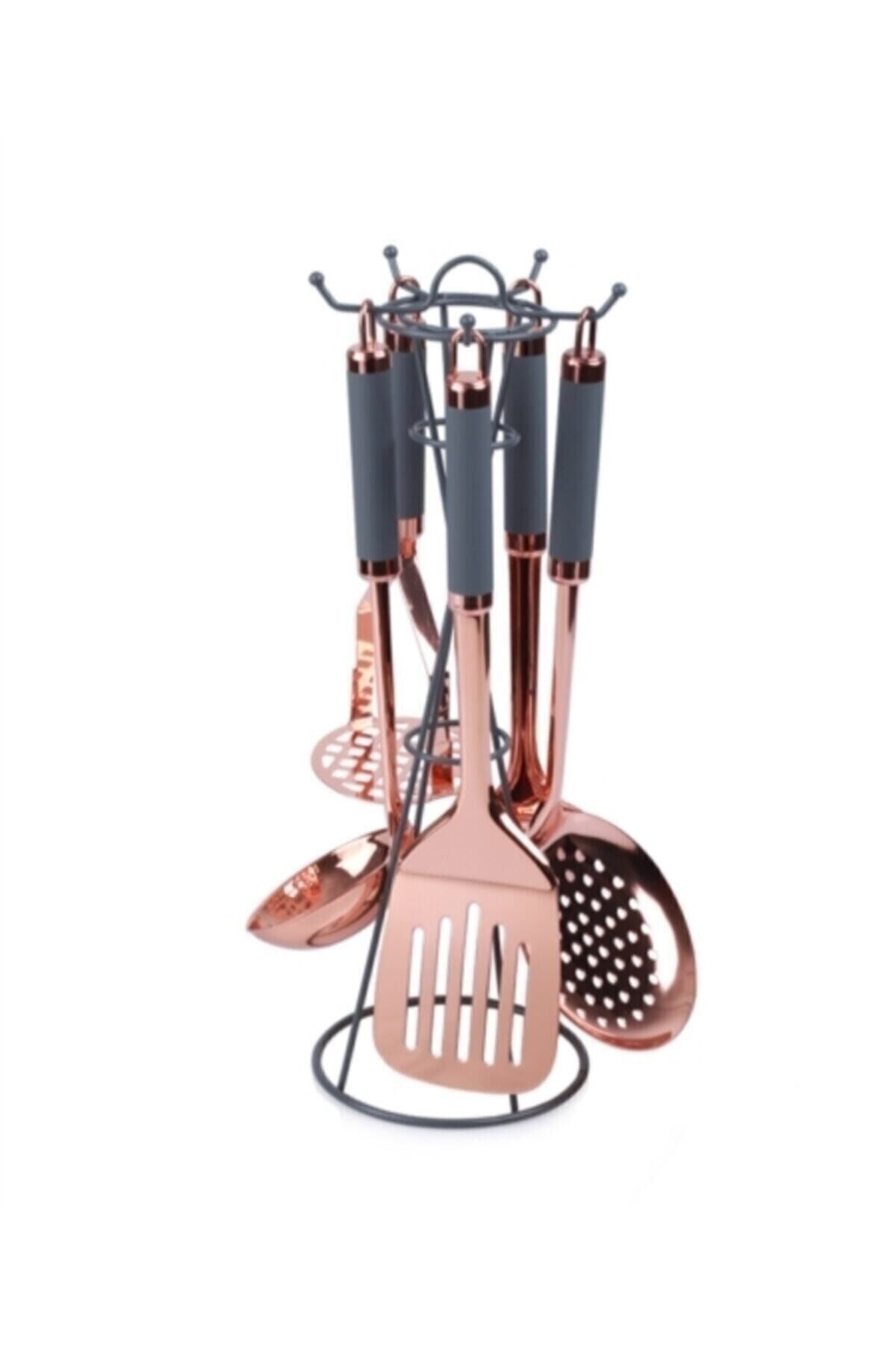 Plus- Titanyum Malzeme Stantlı Paslanmaz Çelik 5 Parça Servis Seti-gri