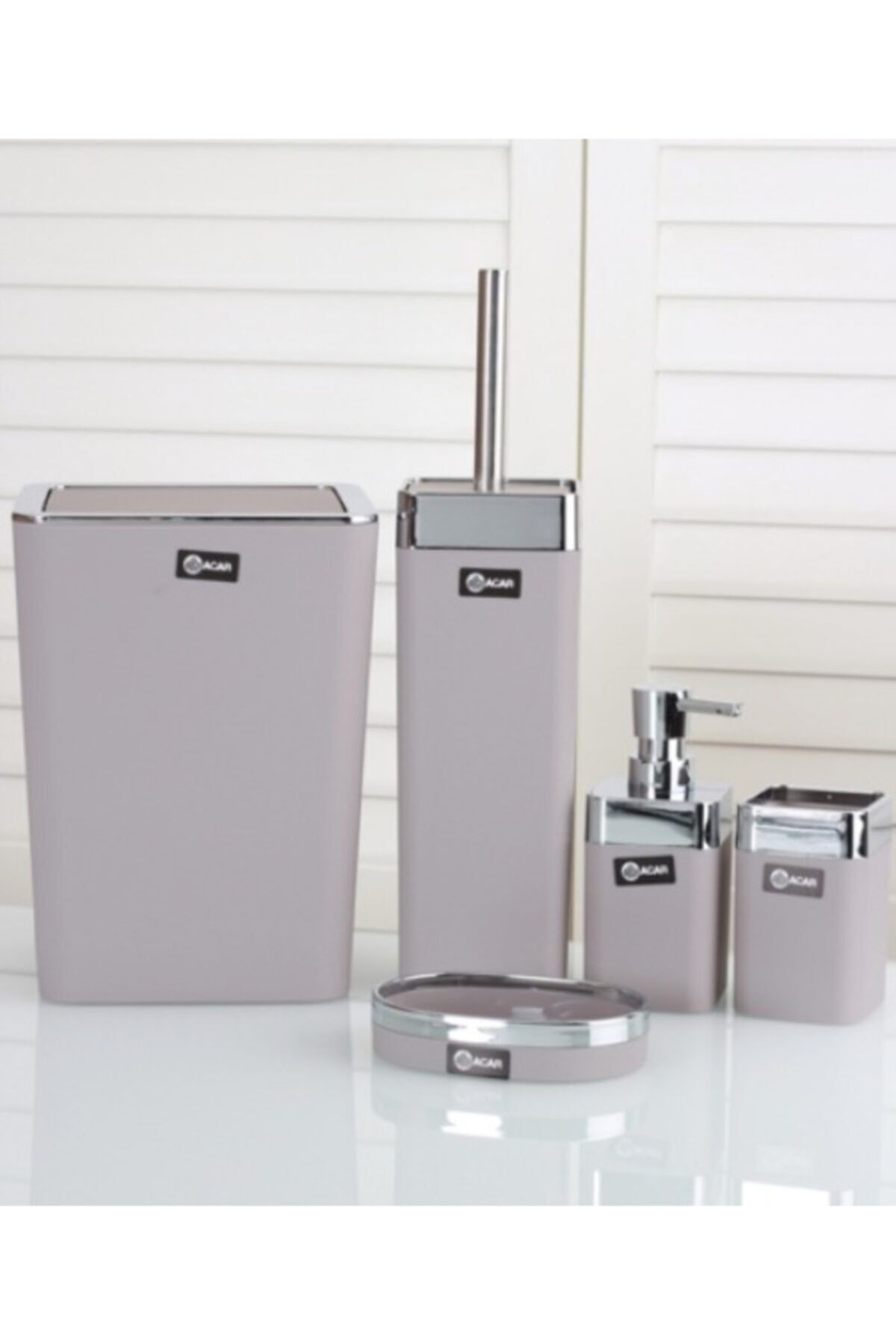 Acar 5'li Akrilik Kare Banyo Seti Karışık