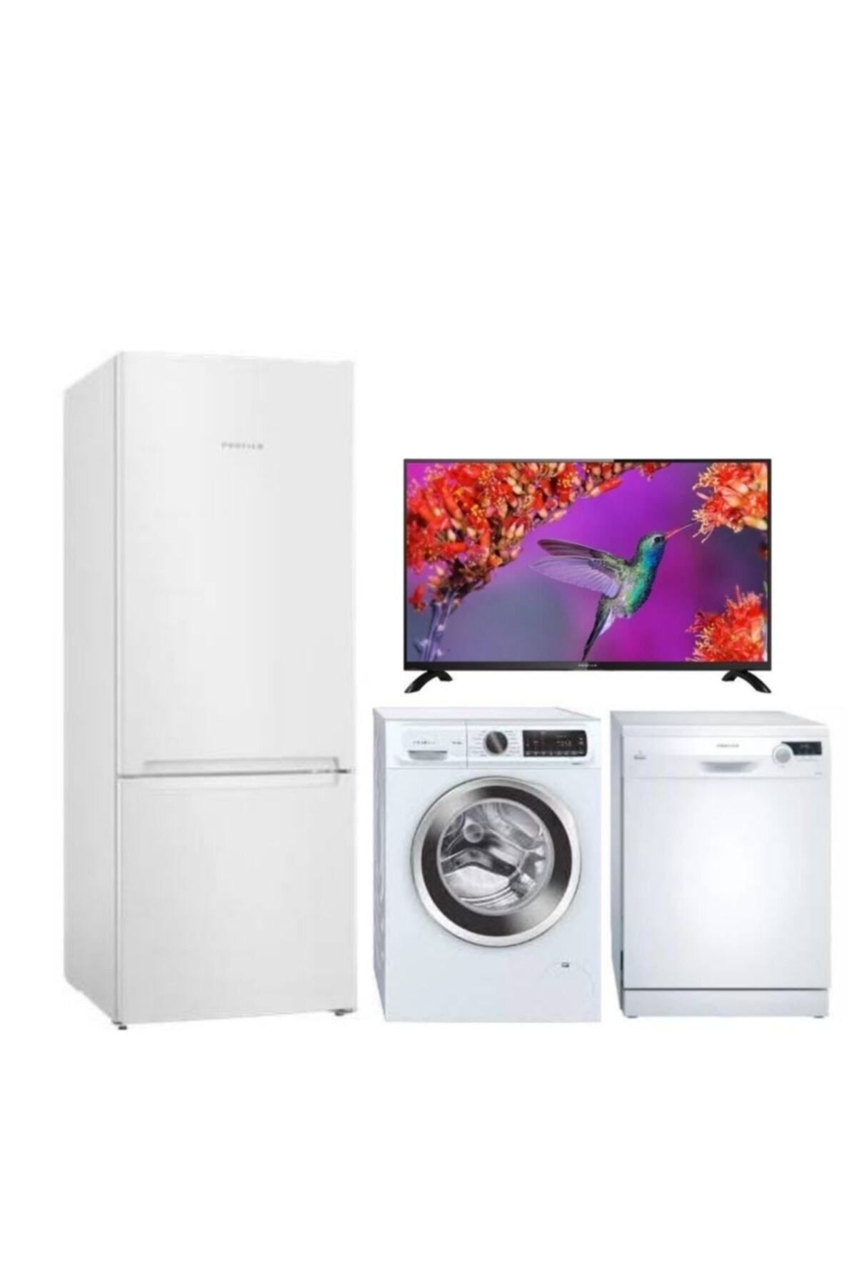 4 Lü Beyaz Eşya Seti Bd3055wfvn Buzdolabı, Cga252x0tr Çamaşır, Bm4321eg Bulaşık, 43pa315 Tv Beyaz