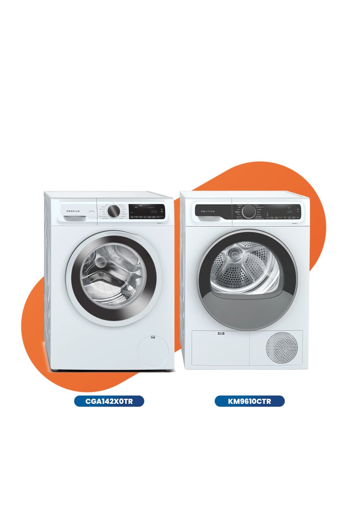 2'li Beyaz Eşya Seti ( CGA142X0TR Çamaşır Mak., KM9610CTR Kurutma Mak.)