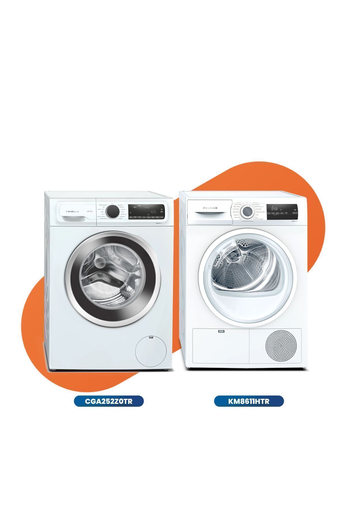 2'li Beyaz Eşya Seti ( CGA252Z0TR Çamaşır Mak., KM8611HTR Kurutma Mak.)
