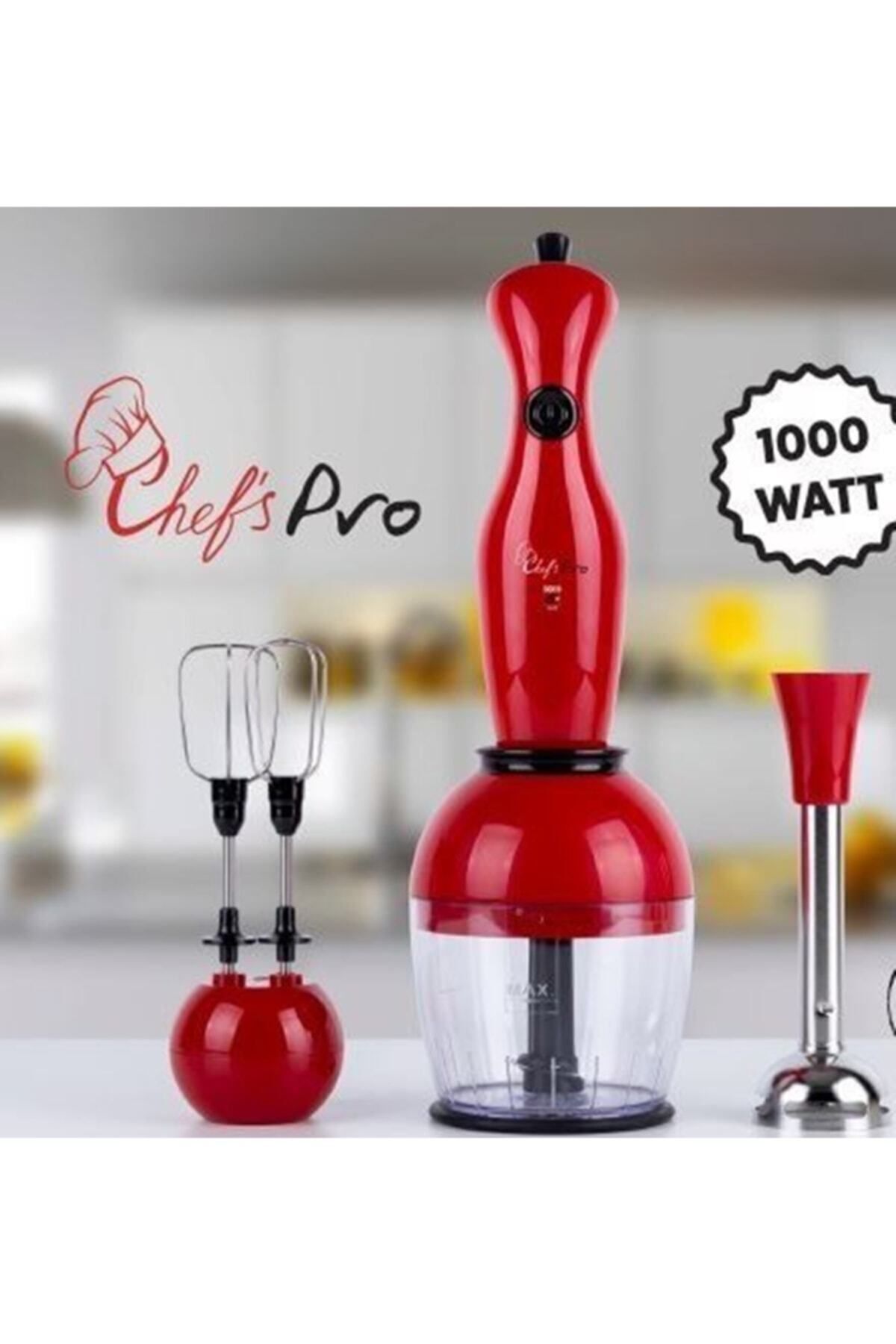 Plastik Chefs Pro El Blender Seti Kırmızı Renk