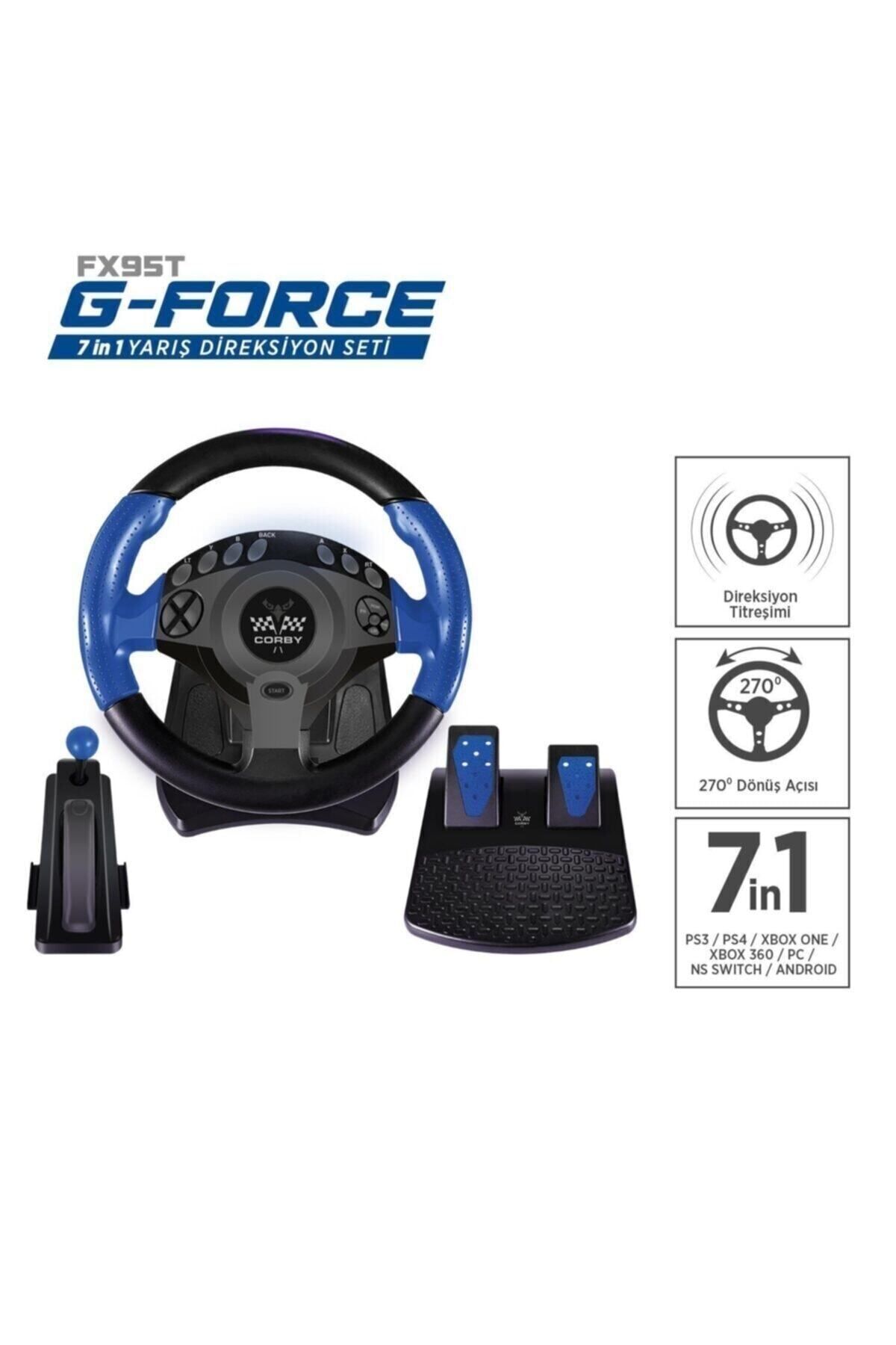 Fx95t G-force 270 Derece Titreşimli 7 In 1 Direksiyon Yarış Seti Siyah Siyah