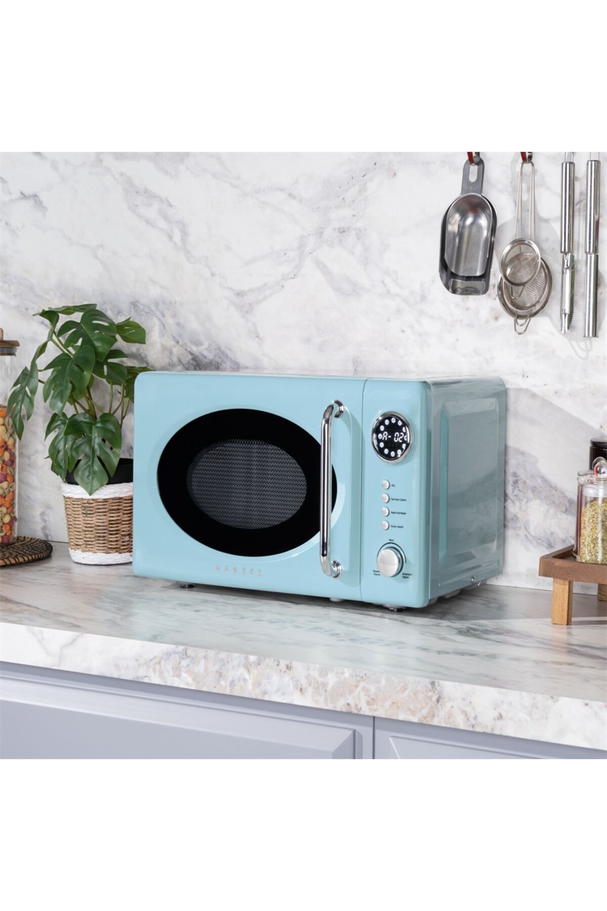 MD 20 YD Retro Düş Mavisi Mikrodalga Fırın