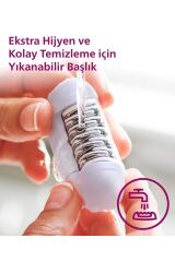 BRE225/05 Kablolu Epilatör,Bacak İçin Kullanım,2 Hız Ayarı,Yıkanabilir Başlık Beyaz Mor