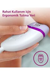 BRE225/05 Kablolu Epilatör,Bacak İçin Kullanım,2 Hız Ayarı,Yıkanabilir Başlık Beyaz Mor