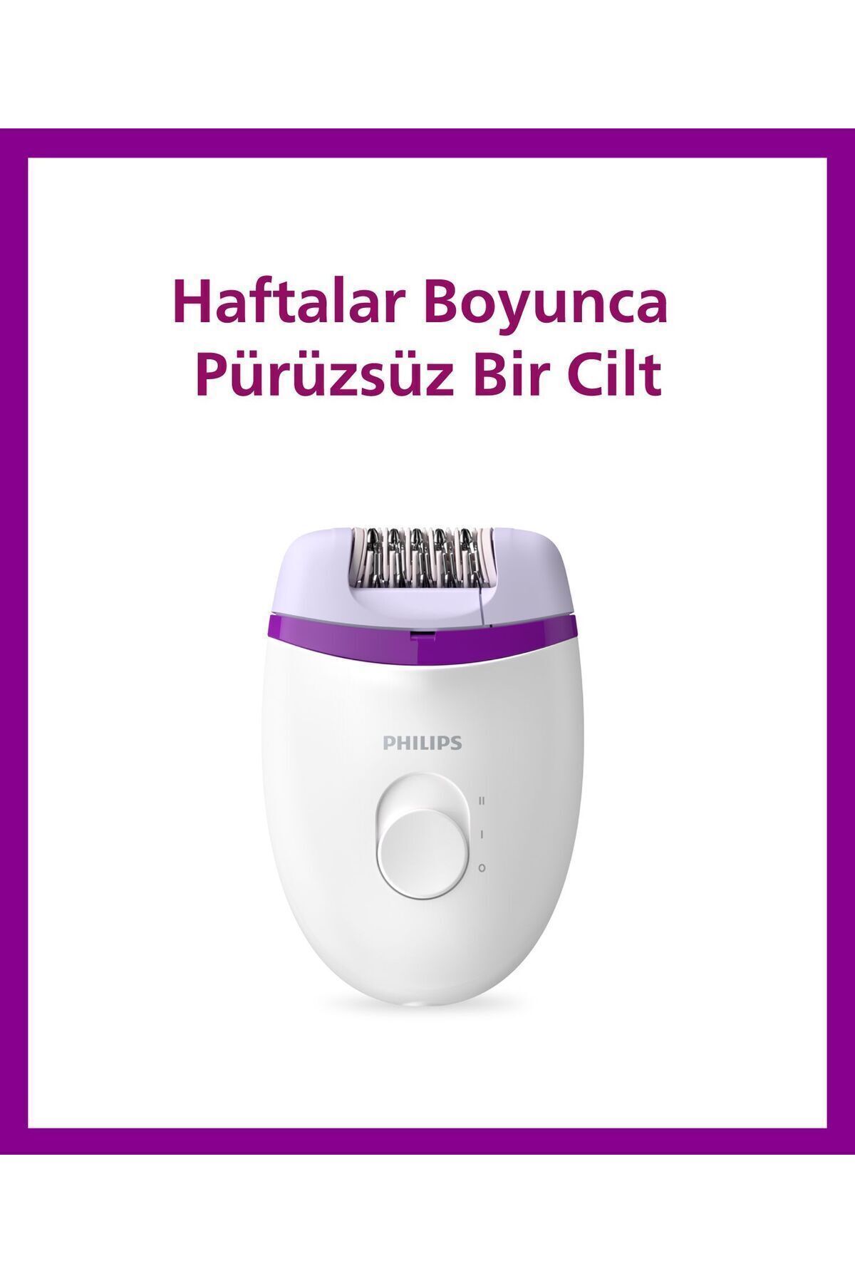 BRE225/05 Kablolu Epilatör,Bacak İçin Kullanım,2 Hız Ayarı,Yıkanabilir Başlık Beyaz Mor