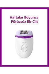 BRE225/05 Kablolu Epilatör,Bacak İçin Kullanım,2 Hız Ayarı,Yıkanabilir Başlık Beyaz Mor