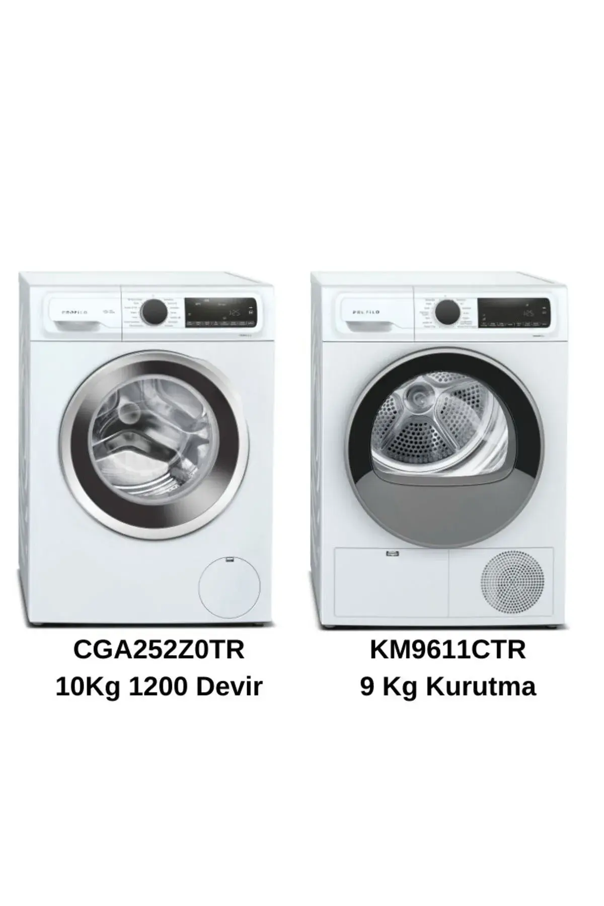 Lüx Set 10 KG Çamaşır (CGA252Z0TR) + 9 Kg Kurutma (KM9611CTR) Beyaz
