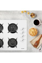 KO-40 TSHDF Set Üstü Ocak Beyaz Cam Doğalgazlı