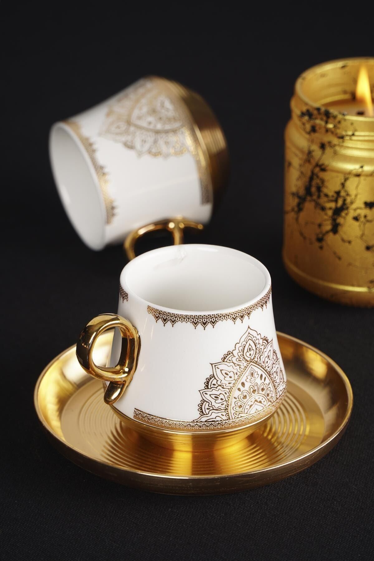 Vitella 6lı Porselen Kahve Fincan Takımı - Gold Yaldız