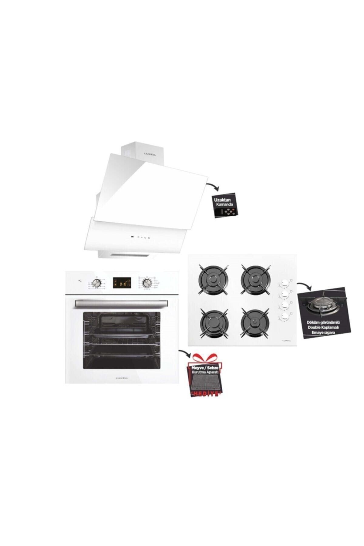 White Lake Beyaz Cam Ankastre Set