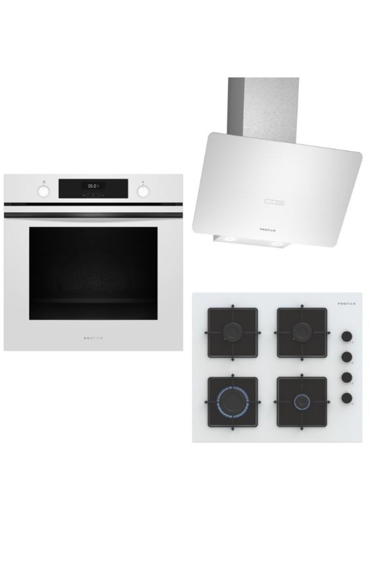 Beyaz XXL Fırınlı Buharlı Ankastre Set (FXSA243B - OE36K2P10D - DVK6J429) Beyaz