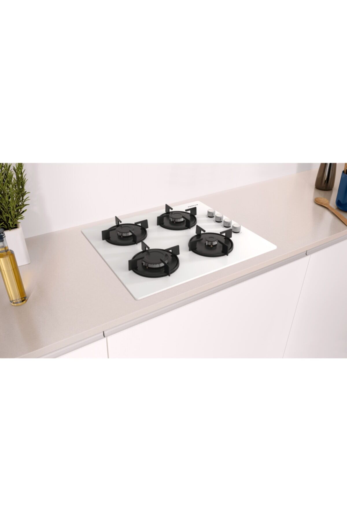 Gazlı Ocak 60 Cm Sert Cam Beyaz Oo36p2o90d