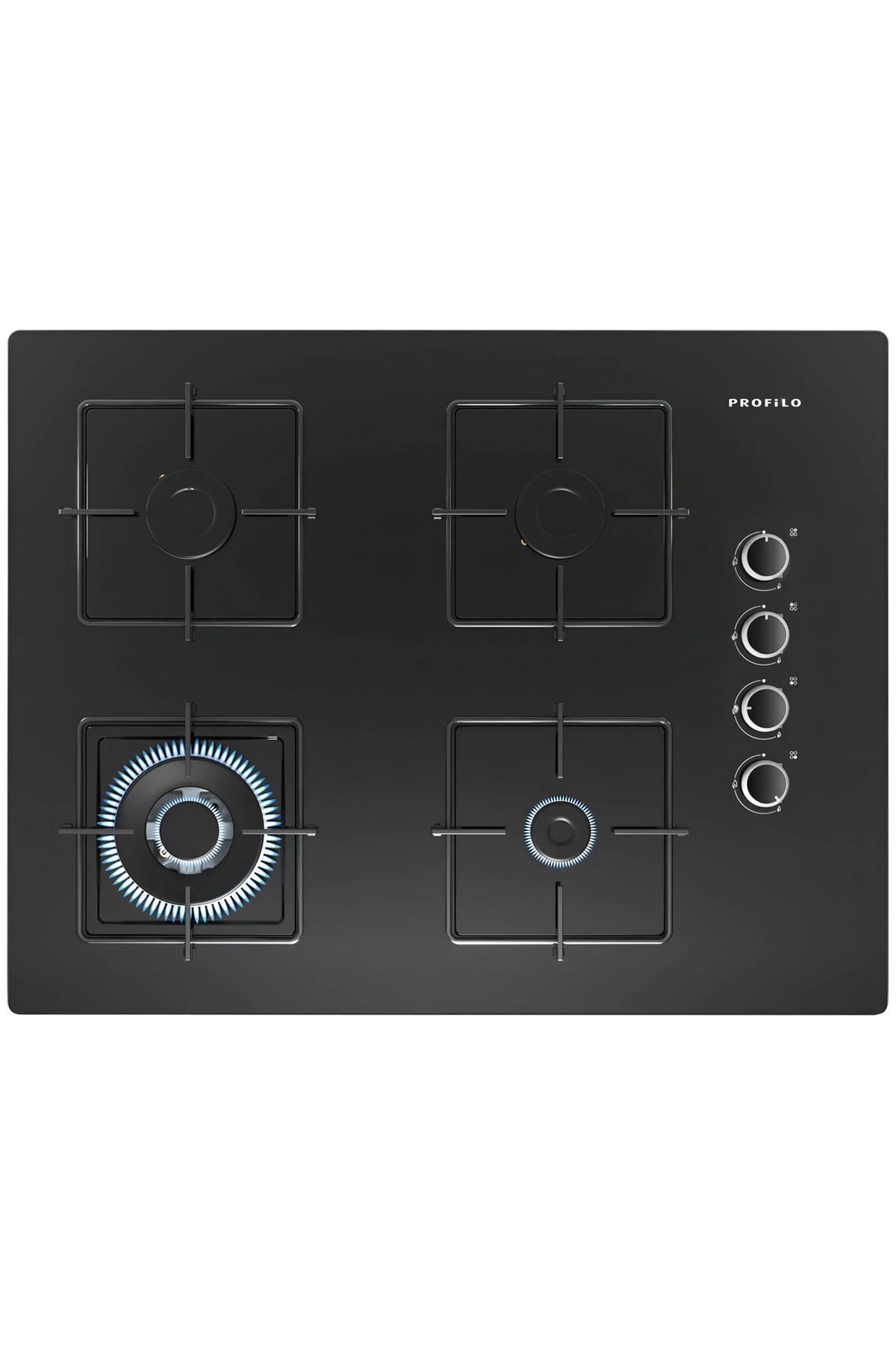 OO37H6B12D Wok Gözlü Siyah Cam Ankastre Ocak