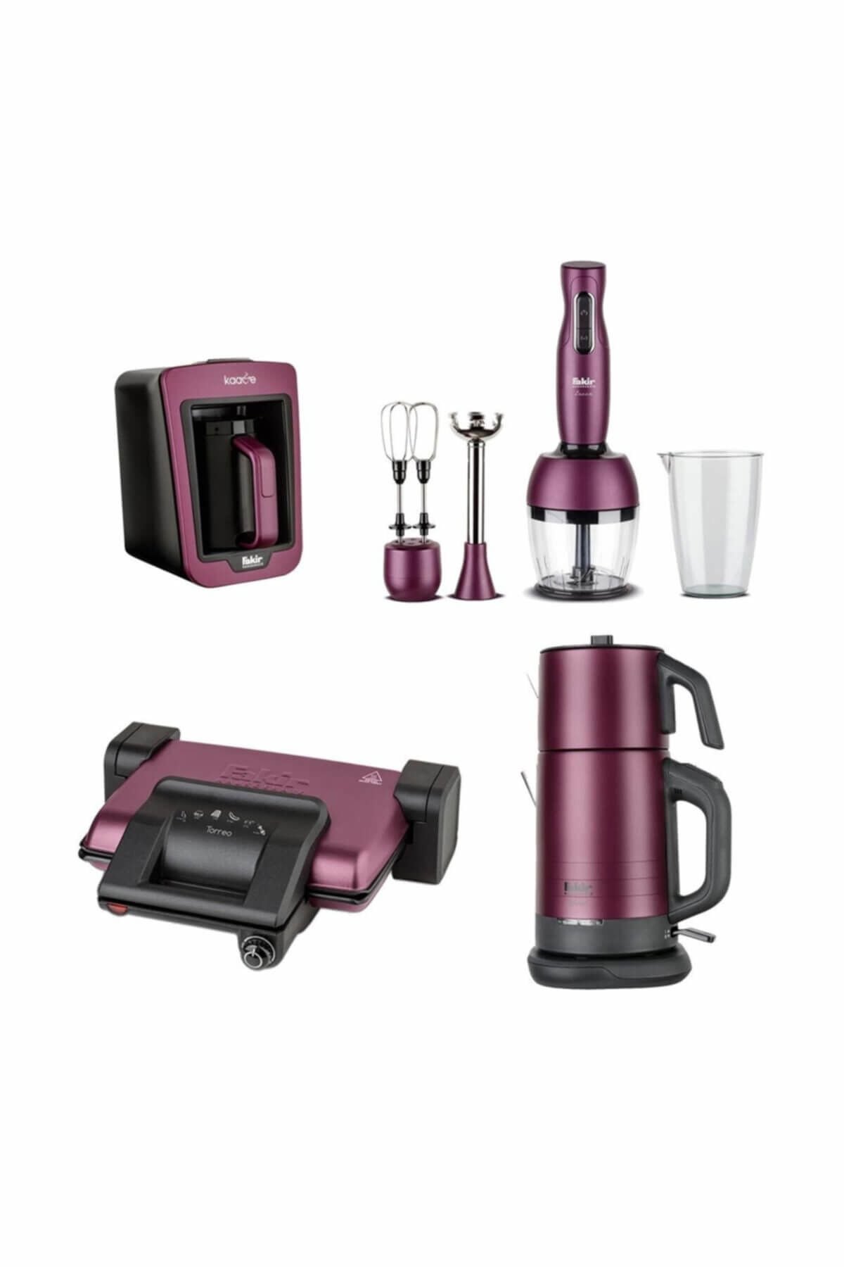 Violet 4Lü Çeyiz Seti Violet (Çay, Kahve, Tost Makinesi Ve Blender Seti) Mor Mor
