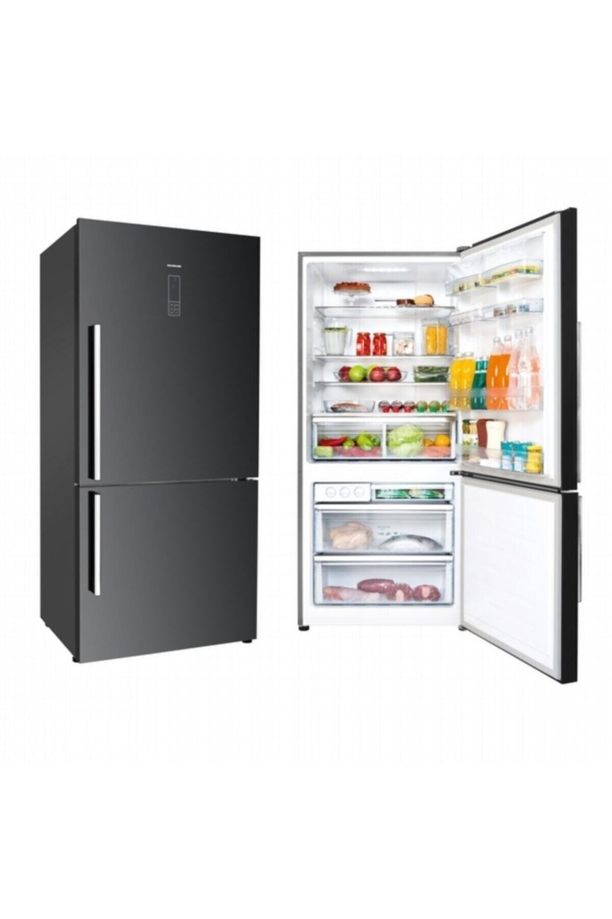 R12028b01 A+ 465 Lt No Frost Kombi Tipi Siyah Cam Yüzey Buzdolabı