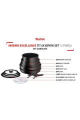 Ingenio Exception Titanyum 6X Büyük Set 12 Parça Siyah
